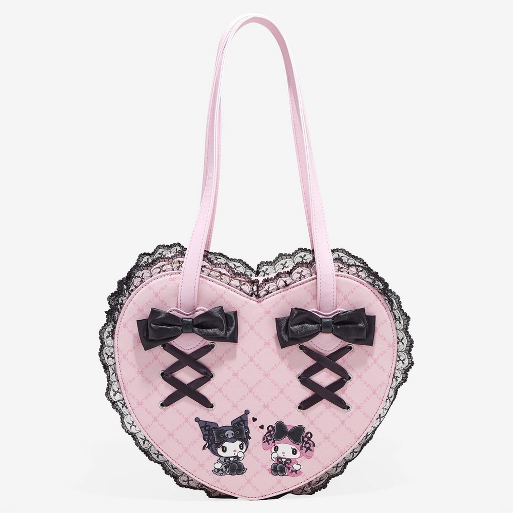 hot topic Her Universe My Melody X Kuromi Lolita Figural Heart Bag
